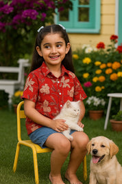 Floral Printed Cotton Shirt for Girls (K1027)