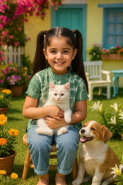 Green Ombre Tie & Dye Mandarin Collar Rayon Slub Top For Girls (K11063)