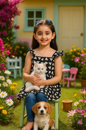 Cotton Printed Frill Shoulder Top for Girls (K1005)