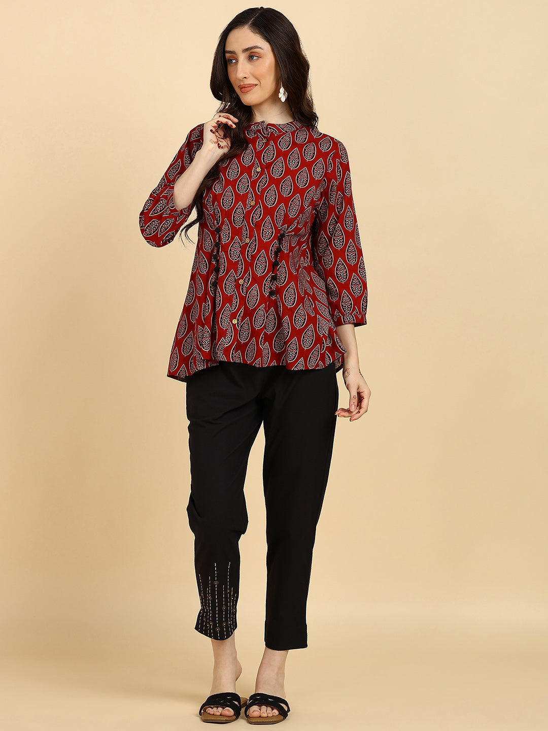 Women Casual Block Printed Cotton Regular Fit Shirt (W1675)