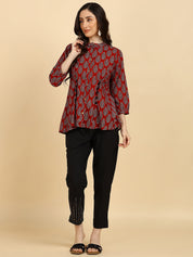 Women Casual Block Printed Cotton Regular Fit Shirt (W1675)