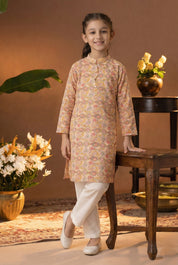Printed Cotton Kurta Pyjama Set For Girls (K1054)