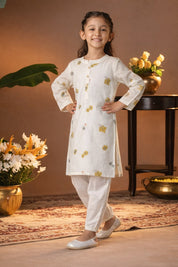 Printed Cotton Kurta Pyjama Set For Girls (K11086)
