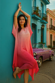 Hand Dyed Loose Fitted Crepe Kaftan Kurta (W1441)