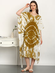 Women Tie & Dye Rayon Crepe Kaftan Dress (W1722)
