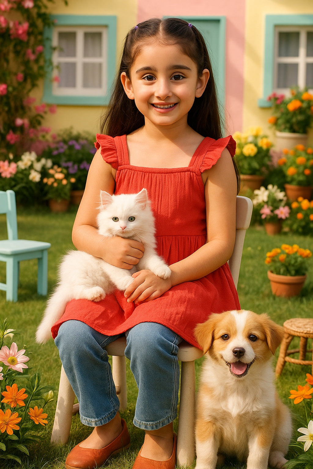 Cotton Frill Shoulder Plain Top for Girls (K1007)