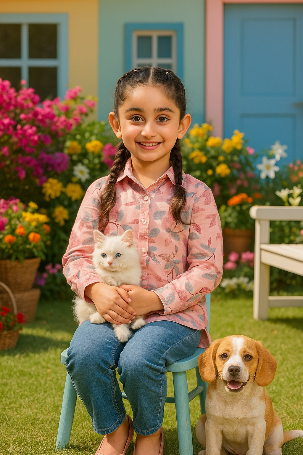 Cotton Printed Collar Shirt for Girls (K1011)