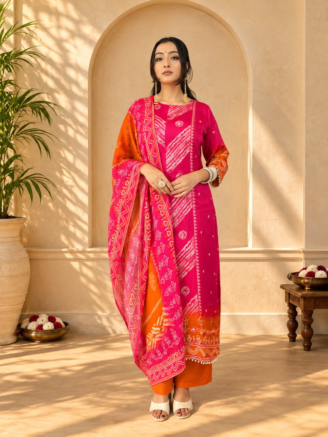 Jaipurhues Luxe Rani Muslin Silk Festive Kurta Set | Kurta Bottom Dupatta (W10006)