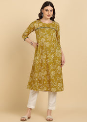 Women Cotton Floral Printed Straight Kurta (W1737)