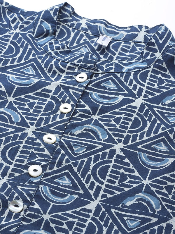 Printed Cotton Blue Top (W1343)