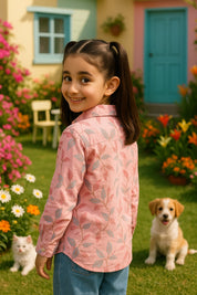 Cotton Printed Collar Shirt for Girls (K1011)