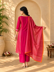 Jaipurhues Luxe Rani Crepe Tissue Festive Kurta Set | Kurta Bottom Dupatta (W10004)