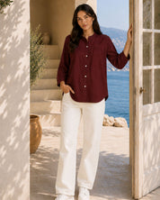 Women Rayon Slub Solid Mandarin Neck Regular Fit Shirt (W1747)