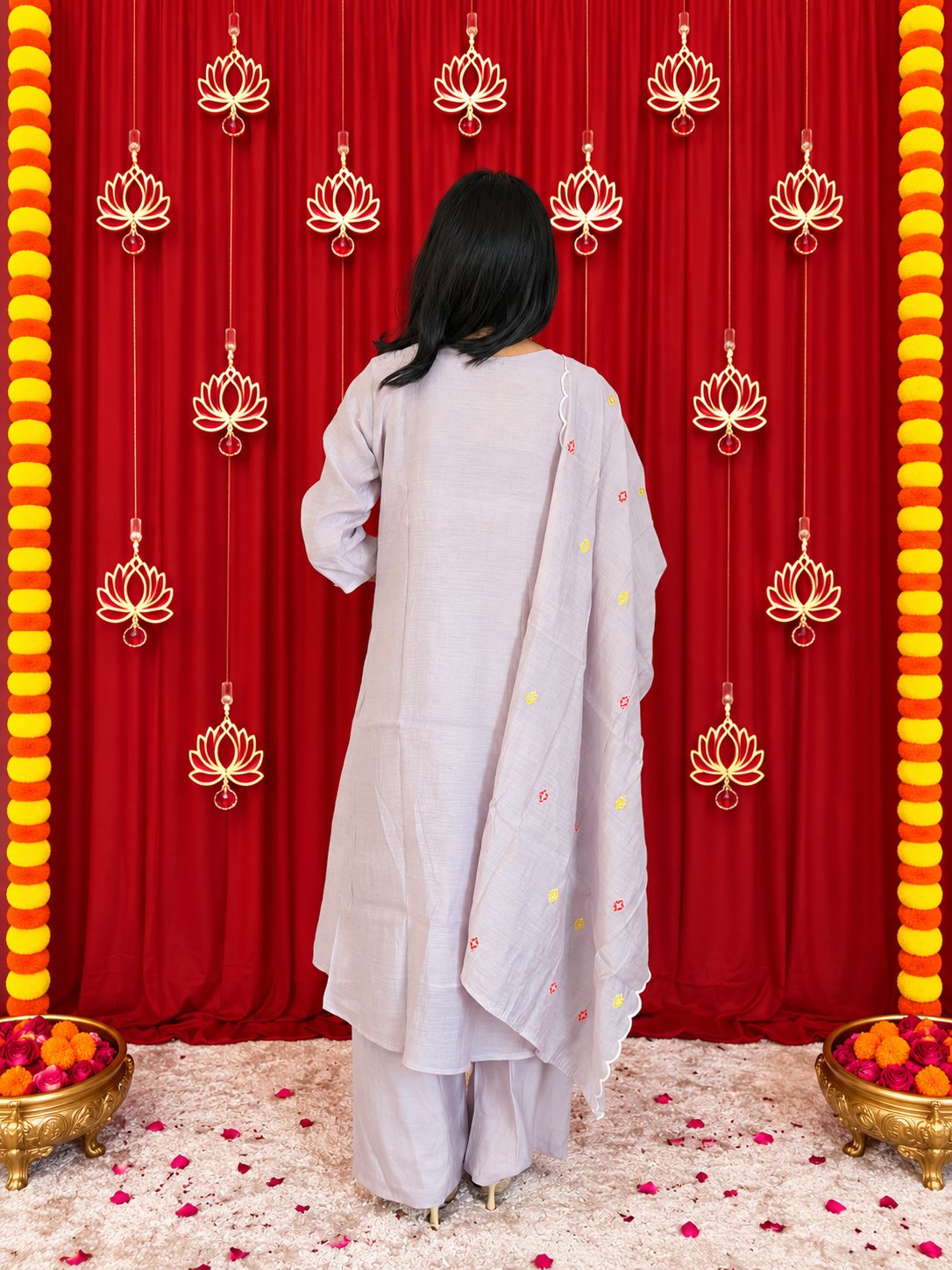 Maaesa Luxe Purple Mulchanderi Festive Kurta Set | Kurta Bottom Dupatta (W10001)