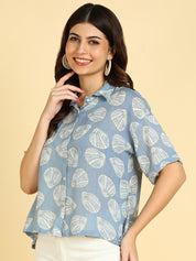 Women Casual Block Printed Cotton Regular Fit Top (W1682)