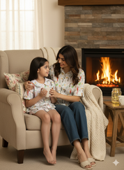 Women Printed Shirt With Matching Kids Shirt & Shorts Set Mother Daughter Combo (COMBOMD9030)