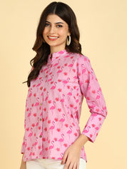 Women Casual Trpical Printed Cotton Regular Fit Shirt (W1677)