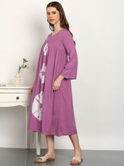 Women Hand Tie & Dye Rayon A-Line Dress (W1732)