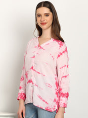 Women Rayon Tie & Dye Full Sleeve Casual Regular Fit Shirt (W1735)