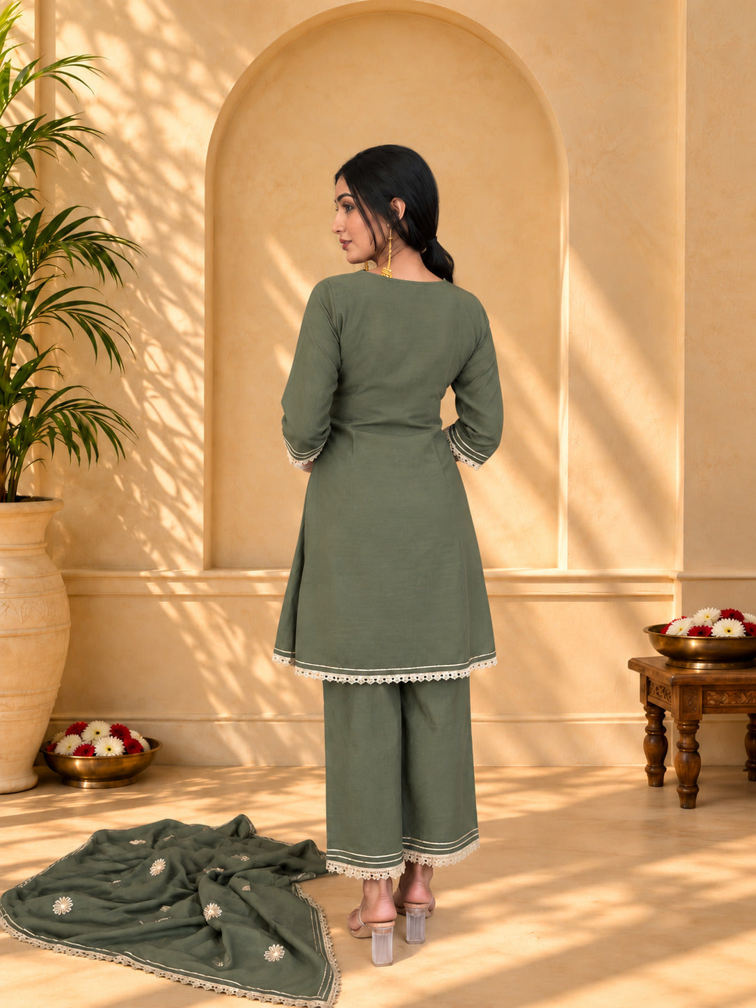 Jaipurhues Luxe Green Mulchanderi Festive Kurta Set | Kurta Bottom Dupatta (W10009)