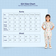 Girls Pink Tropical Print Cotton Blend Kurta And Dhoti Pant Set (K11072)