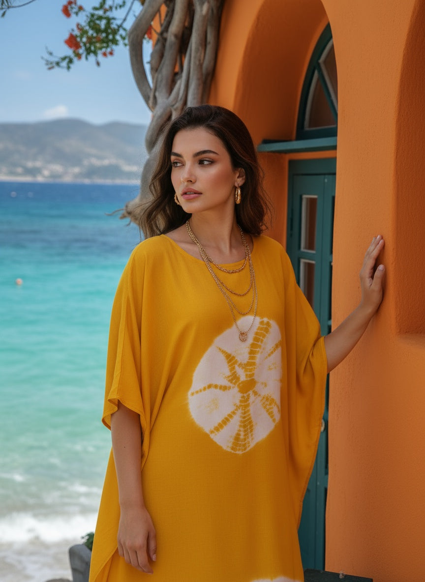 Hand Dyed Loose Fitted Crepe Kaftan Kurta (W1433)