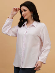 Women Whitish Pink Solid Rayon Regular Fit Shirt (W1784)