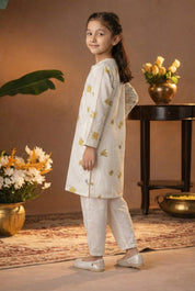Printed Cotton Kurta Pyjama Set For Girls (K11086)