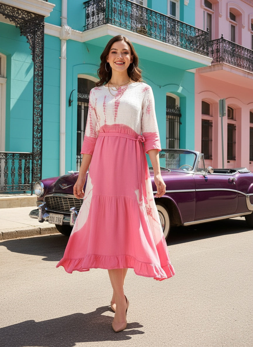 Women Rayon Staple  Bobbin Dress (W1468)