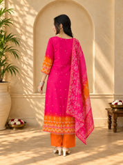 Jaipurhues Luxe Rani Muslin Silk Festive Kurta Set | Kurta Bottom Dupatta (W10006)
