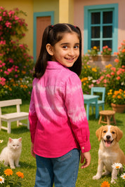 Hand Tie Dyed Collar Shirt for Girls (K1009)