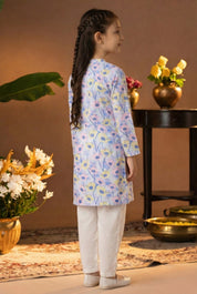 Printed Cotton Kurta Pyjama Set For Girls (K11082)