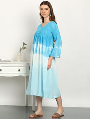 Women Hand Tie & Dye Rayon A-Line Dress (W1733)