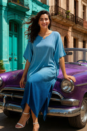 Hand Dyed Loose Fitted Crepe Kaftan Kurta (W1439)