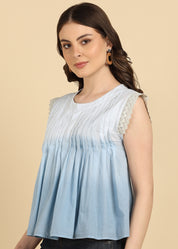 Women Casual Tie & Dye Cotton Flared Top (W1727)