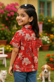 Floral Printed Cotton Shirt for Girls (K1027)