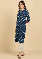 Women Cotton Floral Printed Straight Kurta (W1736)