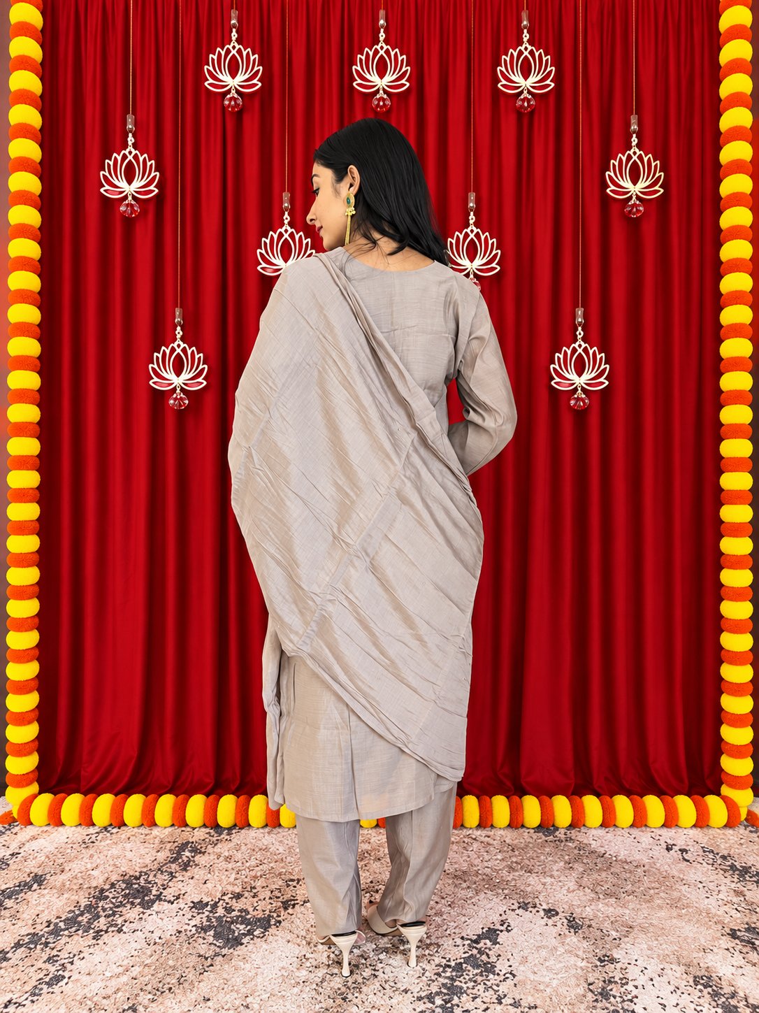 Maaesa Luxe Chiku Mulchanderi Festive Kurta Set | Kurta Bottom Dupatta (W10005)