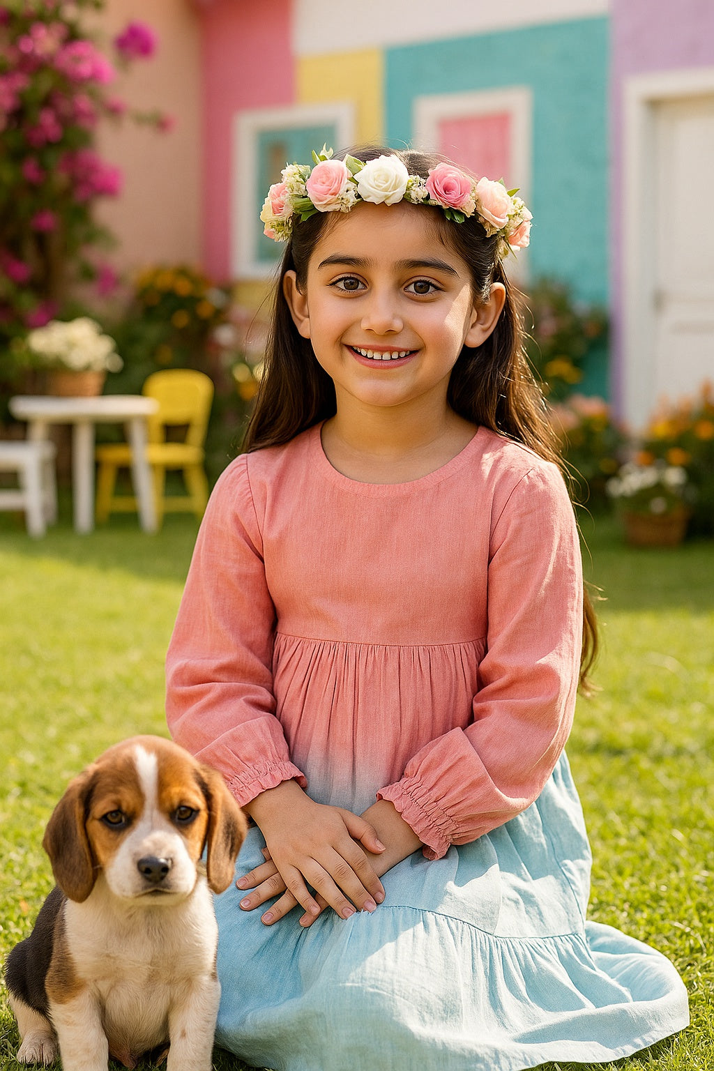 Hand Dyed Rayon Frock Dress for Girls (K1035)