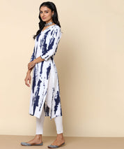 Women Casual Rayon Tie & Dye White Straight Kurta (W1308)