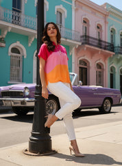 Hand Tie Dyed Multicolor Top for Women (W1525)