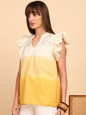 Women Cotton Tie & Dye V-Neck Regular Fit Top (W1776)