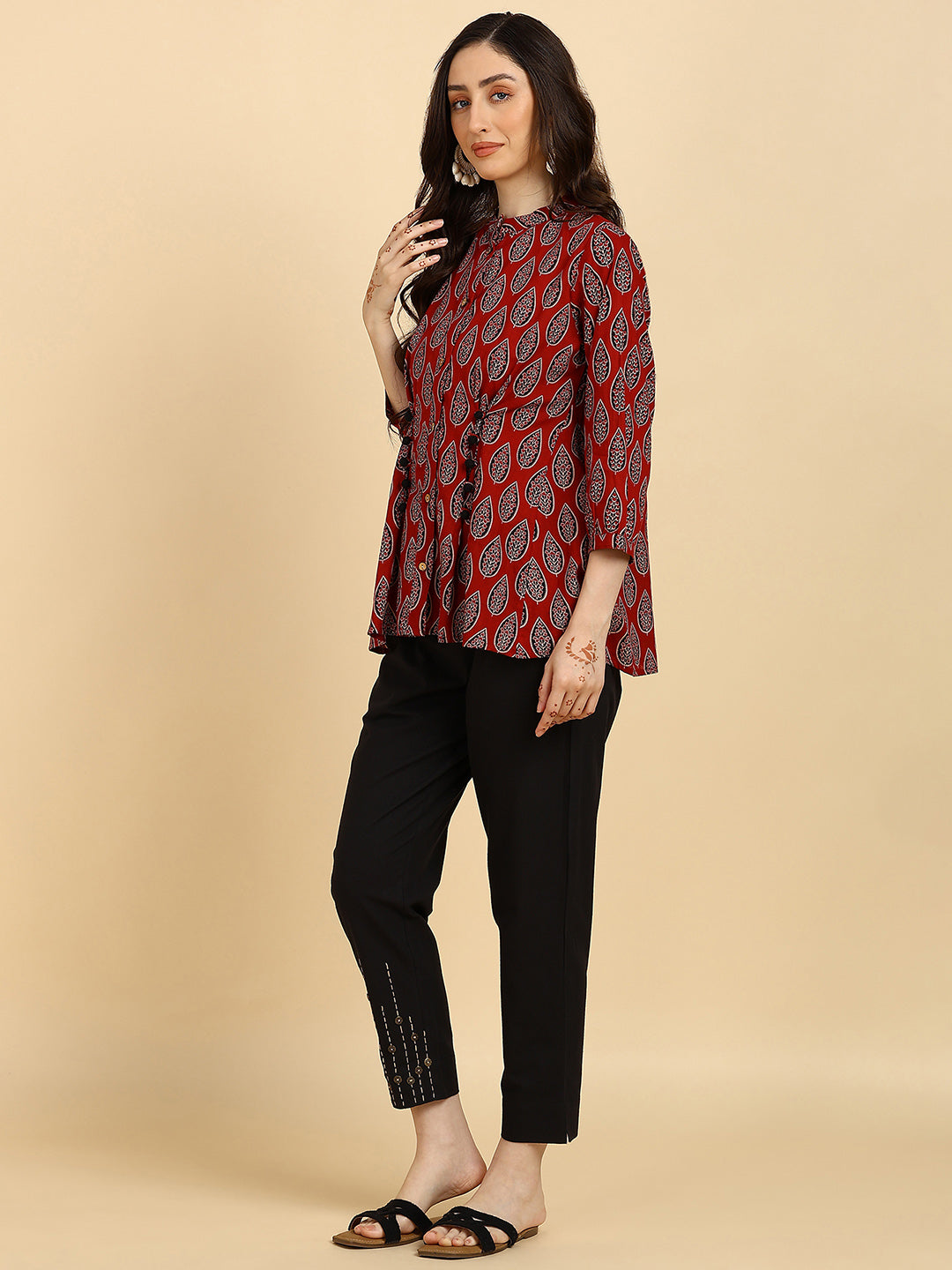 Women Casual Block Printed Cotton Regular Fit Shirt (W1675)