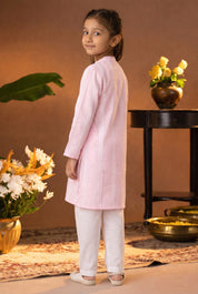 Printed Cotton Kurta Pyjama Set For Girls (K11084)