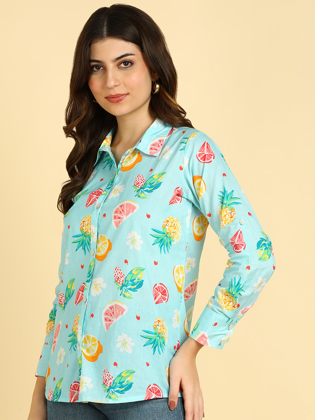 Women Casual Digital Printed Cotton Regular Fit Shirt (1679)