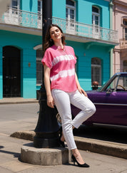 Vibrant Pink Tie-Dye Everywhere Top In Soft Rayon (W1547)