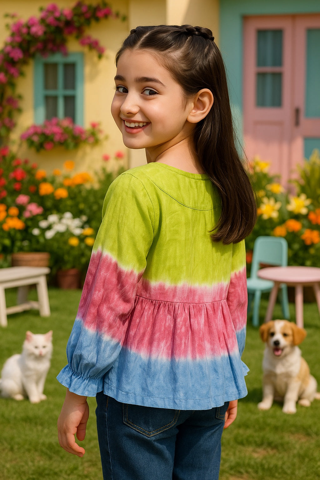 Hand Tie Dyed Shirt for Girls (K1001)