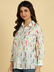 Women Casual Digital Printed Cotton Regular Fit Shirt (W1678)