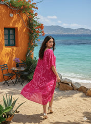 Hand Dyed Loose Fitted Crepe Kaftan Kurta (W1436)