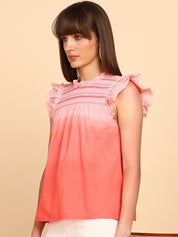 Women Cotton Tie & Dye Round Neck Regular Fit Top (W1752)